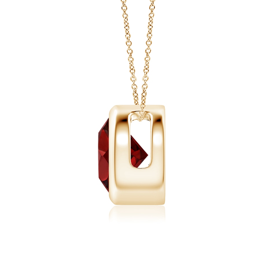 7mm AAAA Bezel-Set Round Garnet Solitaire Pendant in Yellow Gold side 199