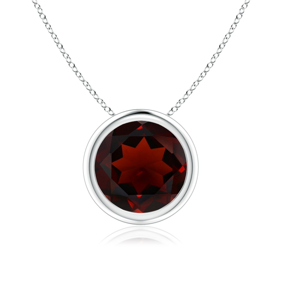 8mm AA Bezel-Set Round Garnet Solitaire Pendant in S999 Silver 