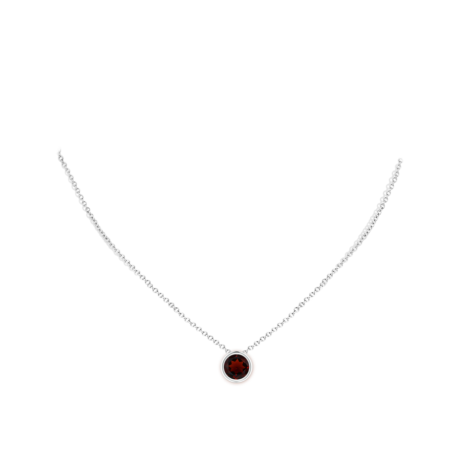 8mm AA Bezel-Set Round Garnet Solitaire Pendant in S999 Silver pen