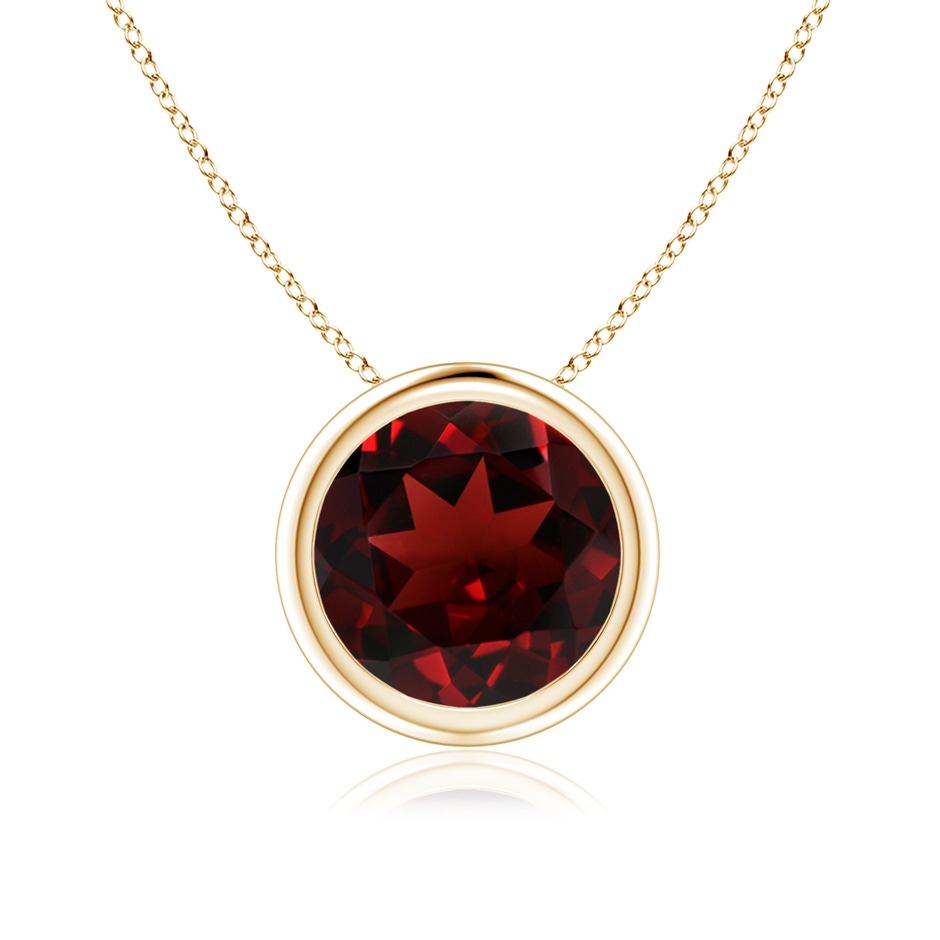 8mm AAA Bezel-Set Round Garnet Solitaire Pendant in Yellow Gold 