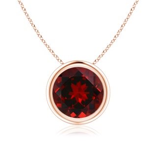 8mm AAAA Bezel-Set Round Garnet Solitaire Pendant in 18K Rose Gold