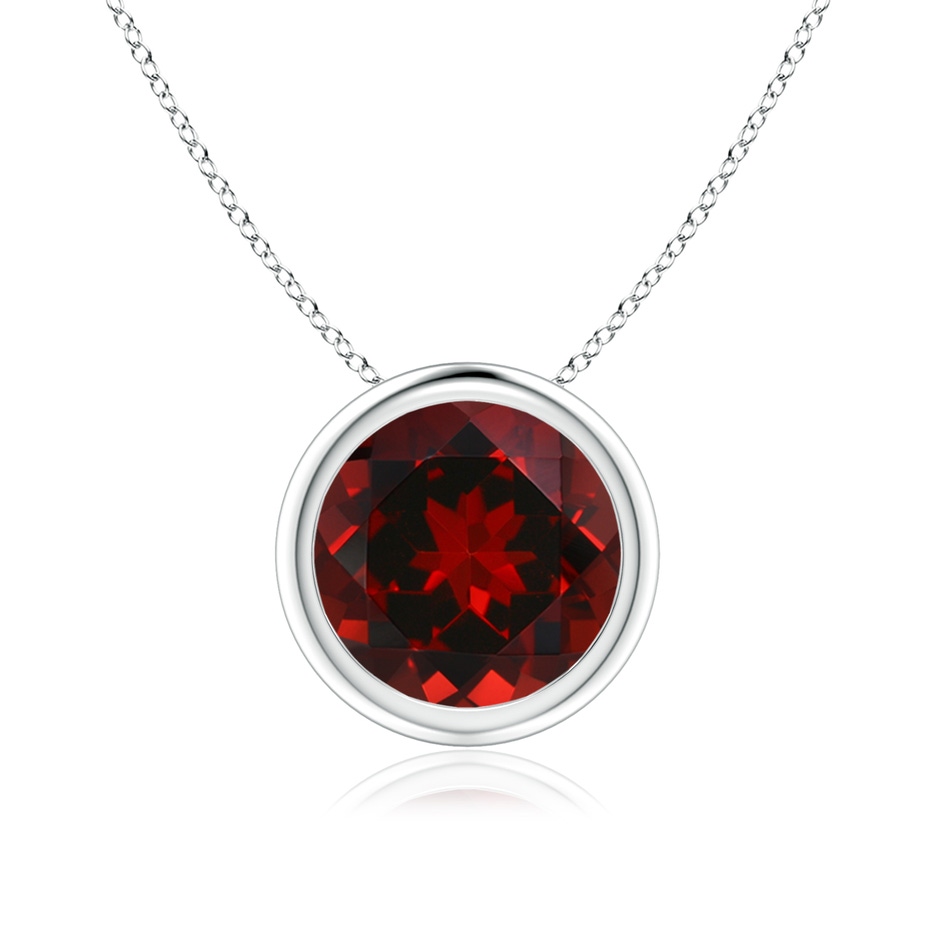 8mm AAAA Bezel-Set Round Garnet Solitaire Pendant in P950 Platinum 