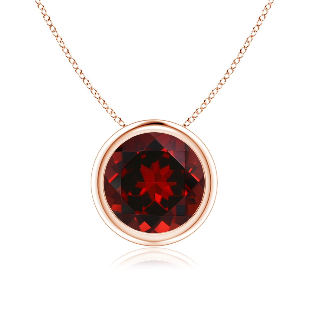 8mm AAAA Bezel-Set Round Garnet Solitaire Pendant in Rose Gold 