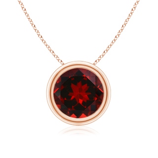 8mm AAAA Bezel-Set Round Garnet Solitaire Pendant in Rose Gold