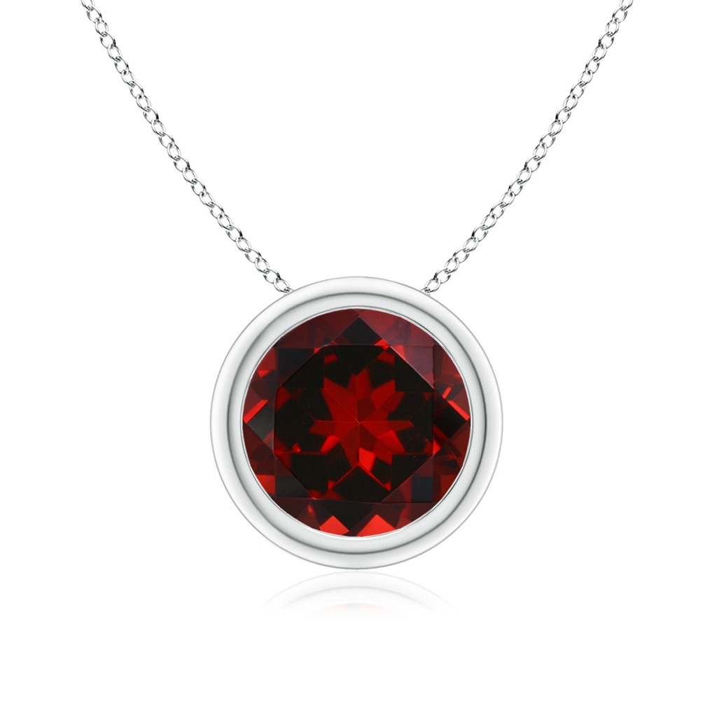 8mm AAAA Bezel-Set Round Garnet Solitaire Pendant in White Gold