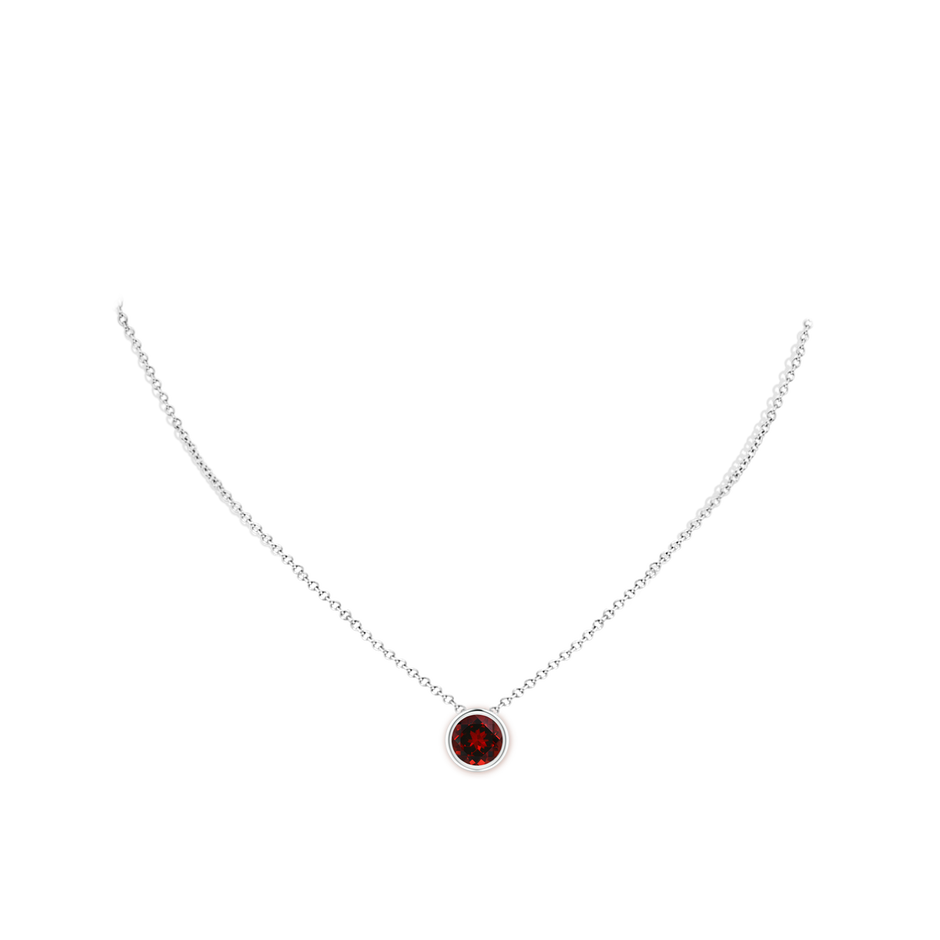 8mm AAAA Bezel-Set Round Garnet Solitaire Pendant in White Gold pen