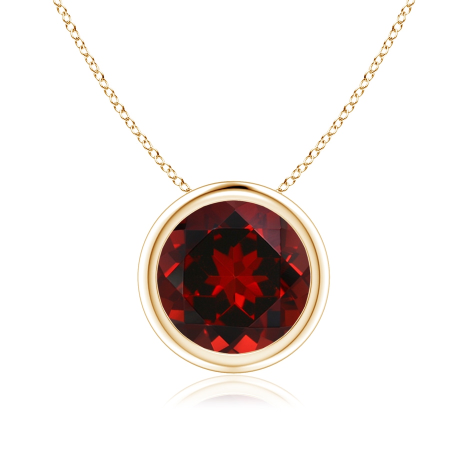 8mm AAAA Bezel-Set Round Garnet Solitaire Pendant in Yellow Gold 