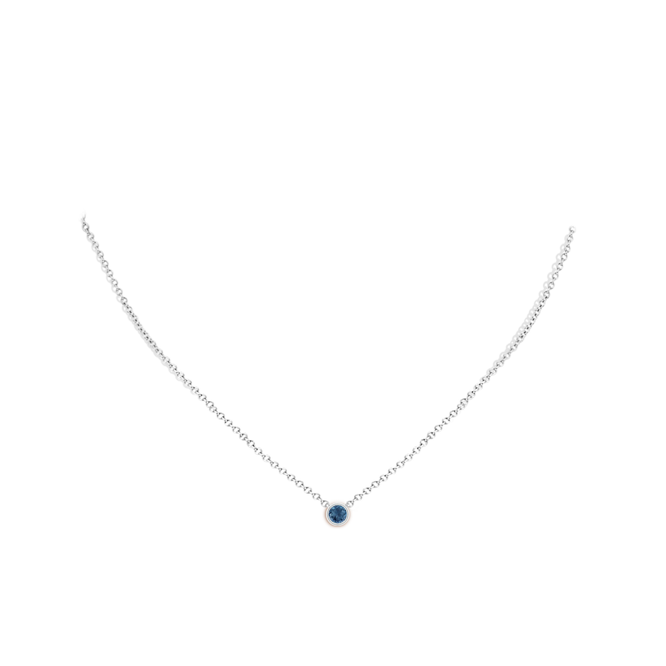 4mm A Bezel-Set Round London Blue Topaz Solitaire Pendant in P950 Platinum pen