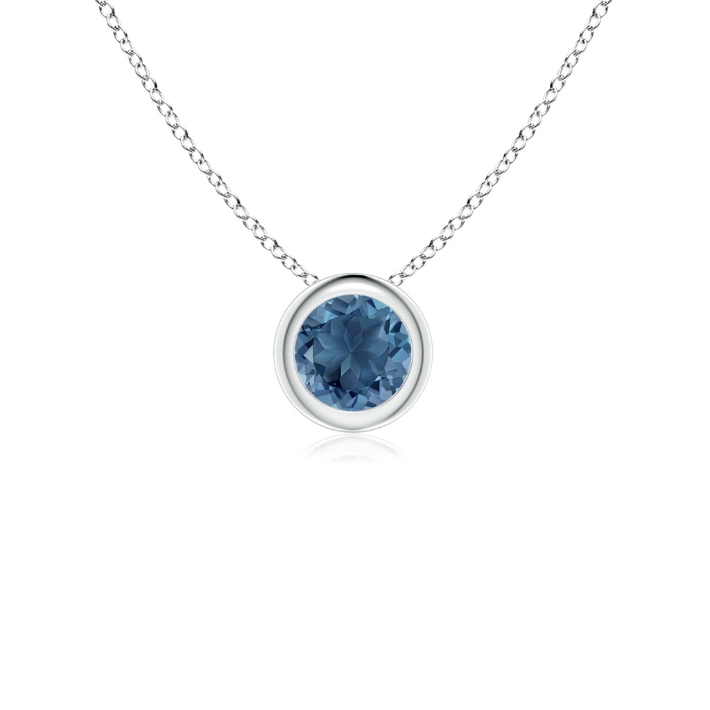 4mm A Bezel-Set Round London Blue Topaz Solitaire Pendant in White Gold 