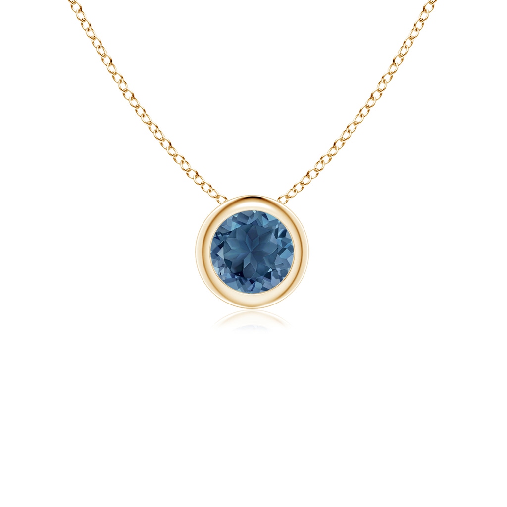 4mm A Bezel-Set Round London Blue Topaz Solitaire Pendant in Yellow Gold 