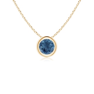 4mm A Bezel-Set Round London Blue Topaz Solitaire Pendant in Yellow Gold