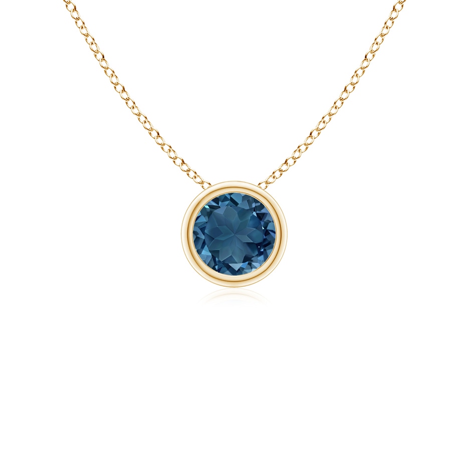 4mm AA Bezel-Set Round London Blue Topaz Solitaire Pendant in 9K Yellow Gold 