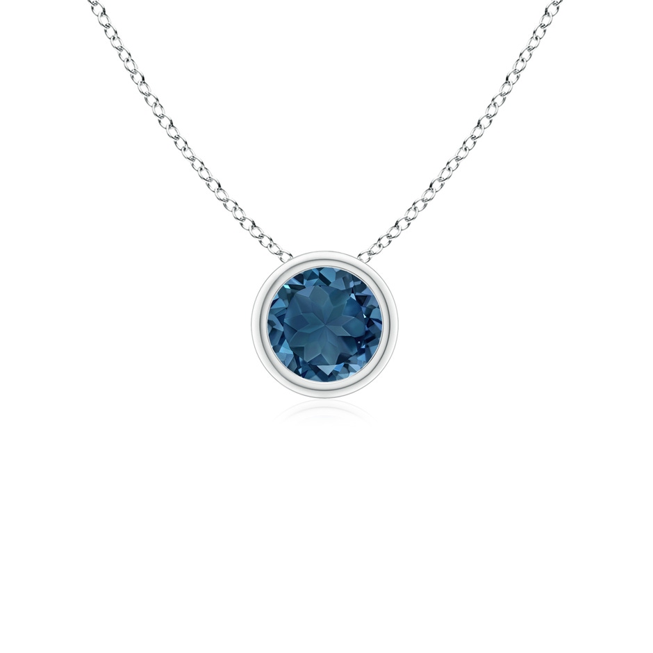 4mm AA Bezel-Set Round London Blue Topaz Solitaire Pendant in White Gold 
