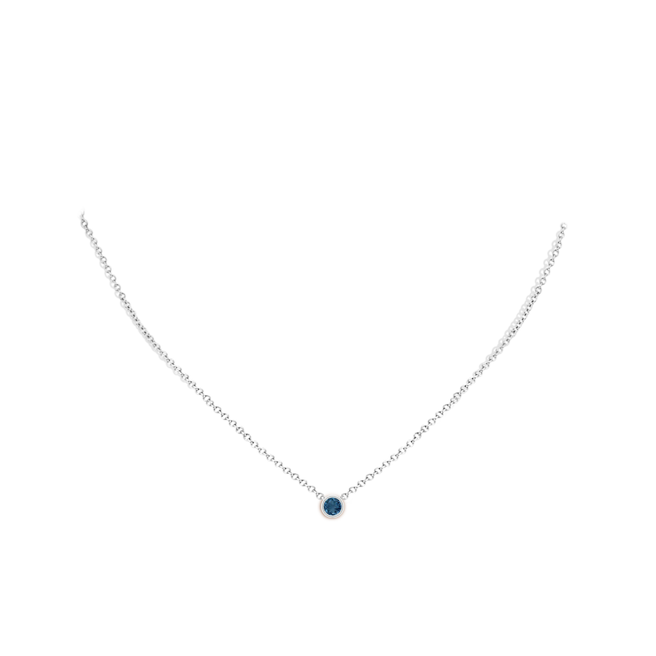 4mm AA Bezel-Set Round London Blue Topaz Solitaire Pendant in White Gold pen
