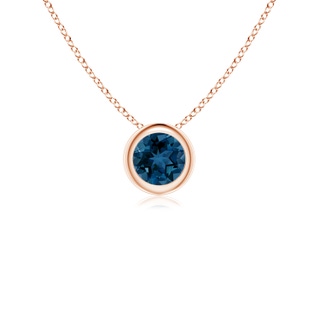 4mm AAA Bezel-Set Round London Blue Topaz Solitaire Pendant in Rose Gold