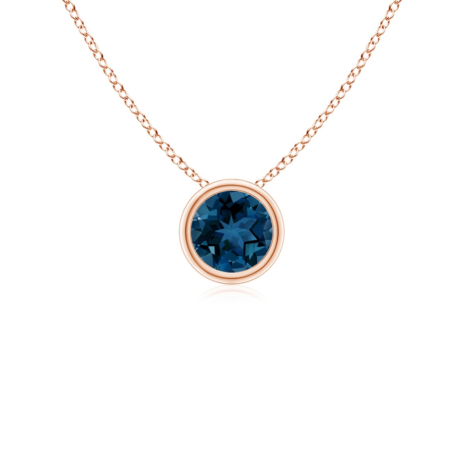 4mm AAA Bezel-Set Round London Blue Topaz Solitaire Pendant in Rose Gold 