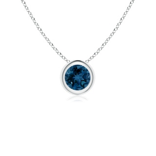 4mm AAA Bezel-Set Round London Blue Topaz Solitaire Pendant in White Gold