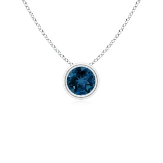 4mm AAA Bezel-Set Round London Blue Topaz Solitaire Pendant in White Gold