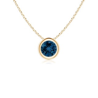 4mm AAA Bezel-Set Round London Blue Topaz Solitaire Pendant in Yellow Gold