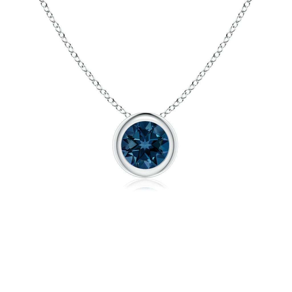 4mm AAAA Bezel-Set Round London Blue Topaz Solitaire Pendant in P950 Platinum