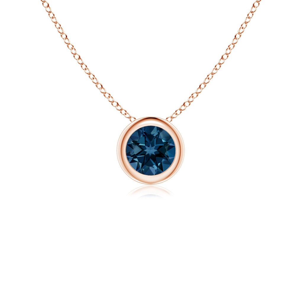 4mm AAAA Bezel-Set Round London Blue Topaz Solitaire Pendant in Rose Gold