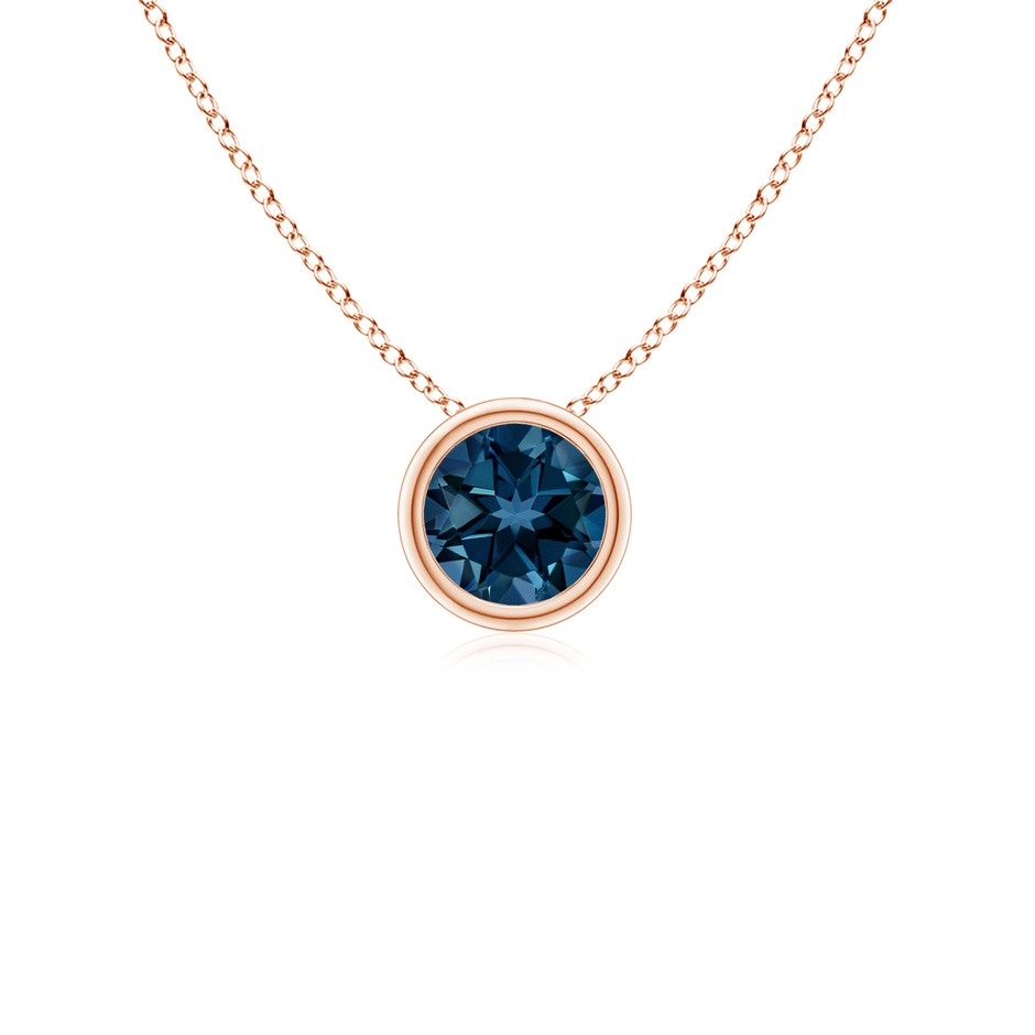 4mm AAAA Bezel-Set Round London Blue Topaz Solitaire Pendant in Rose Gold 