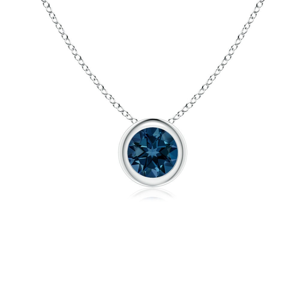 4mm AAAA Bezel-Set Round London Blue Topaz Solitaire Pendant in White Gold