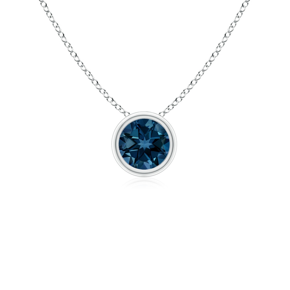 4mm AAAA Bezel-Set Round London Blue Topaz Solitaire Pendant in White Gold 