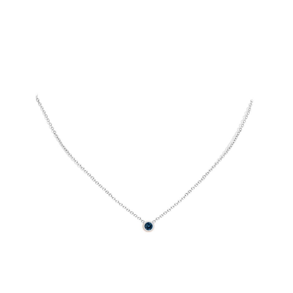 4mm AAAA Bezel-Set Round London Blue Topaz Solitaire Pendant in White Gold pen