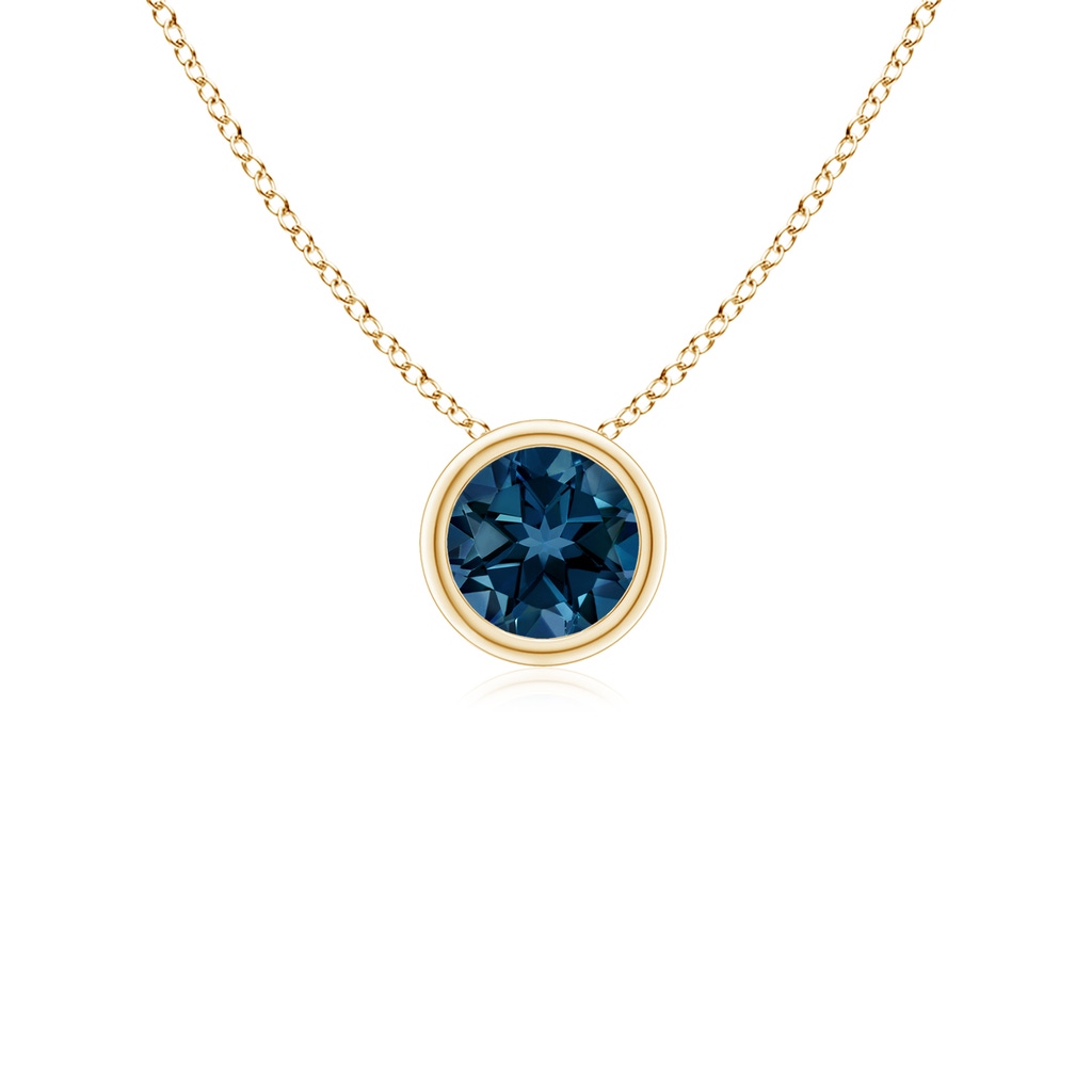 4mm AAAA Bezel-Set Round London Blue Topaz Solitaire Pendant in Yellow Gold