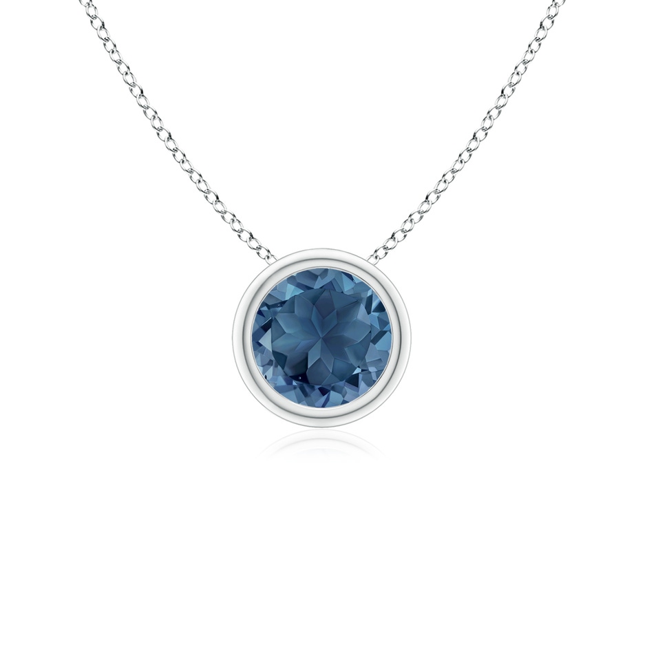 5mm A Bezel-Set Round London Blue Topaz Solitaire Pendant in P950 Platinum 