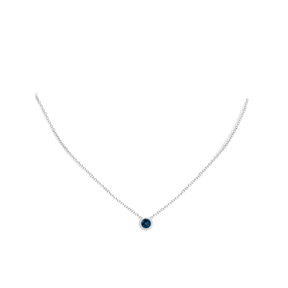 5mm AAA Bezel-Set Round London Blue Topaz Solitaire Pendant in White Gold pen