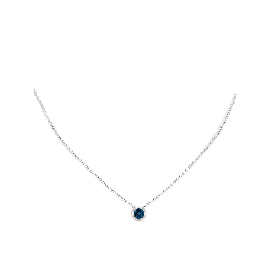 6mm AAA Bezel-Set Round London Blue Topaz Solitaire Pendant in P950 Platinum pen