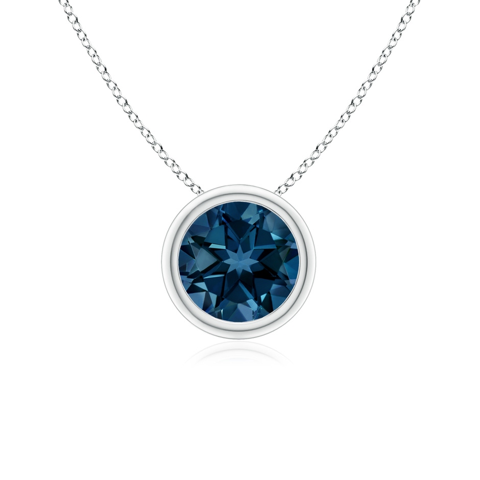 6mm AAAA Bezel-Set Round London Blue Topaz Solitaire Pendant in P950 Platinum 