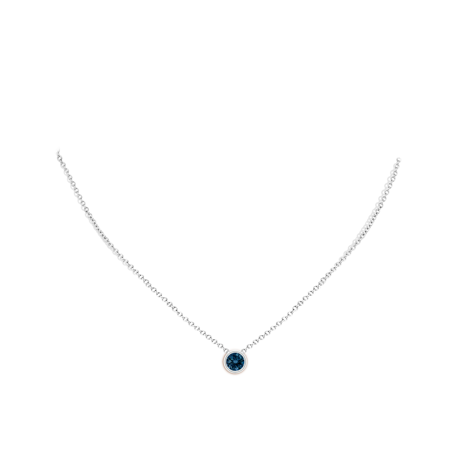 6mm AAAA Bezel-Set Round London Blue Topaz Solitaire Pendant in White Gold pen