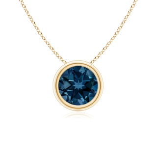 6mm AAAA Bezel-Set Round London Blue Topaz Solitaire Pendant in Yellow Gold