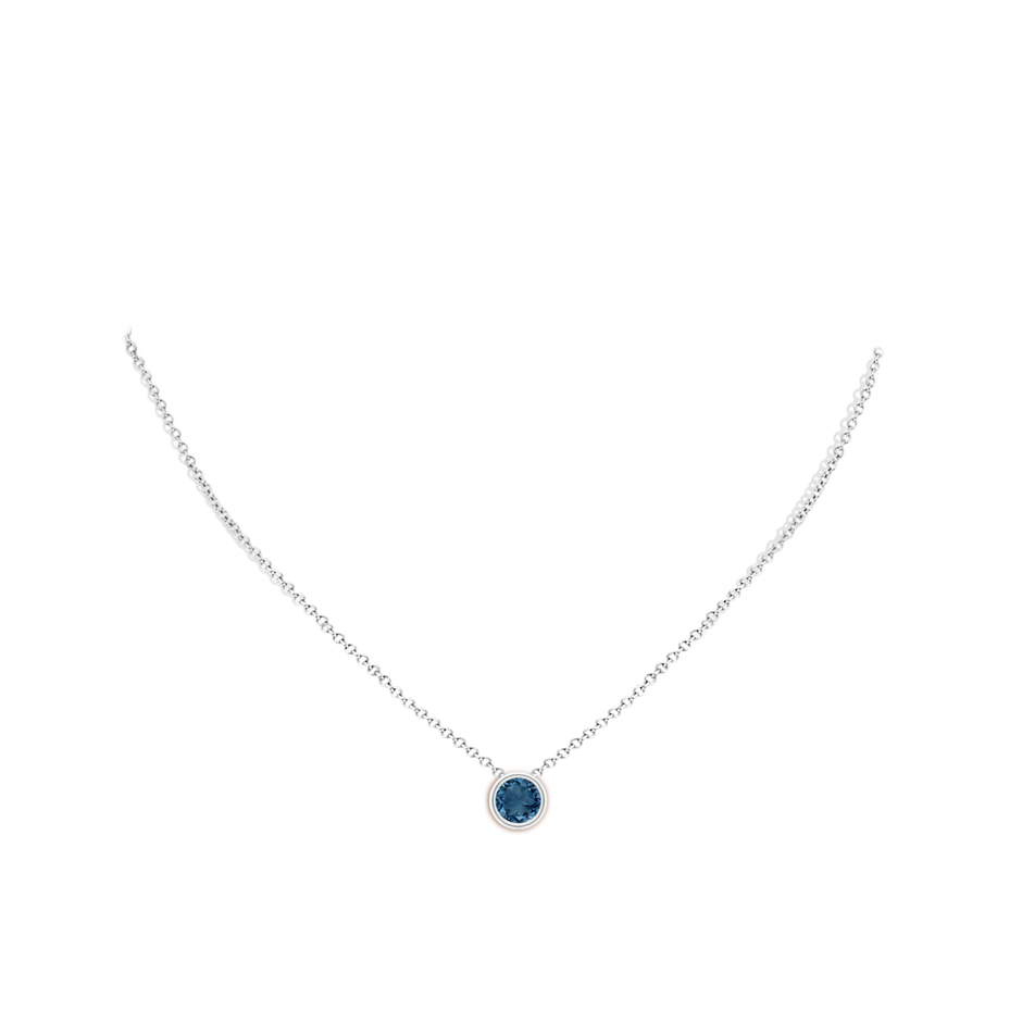 7mm AA Bezel-Set Round London Blue Topaz Solitaire Pendant in P950 Platinum pen