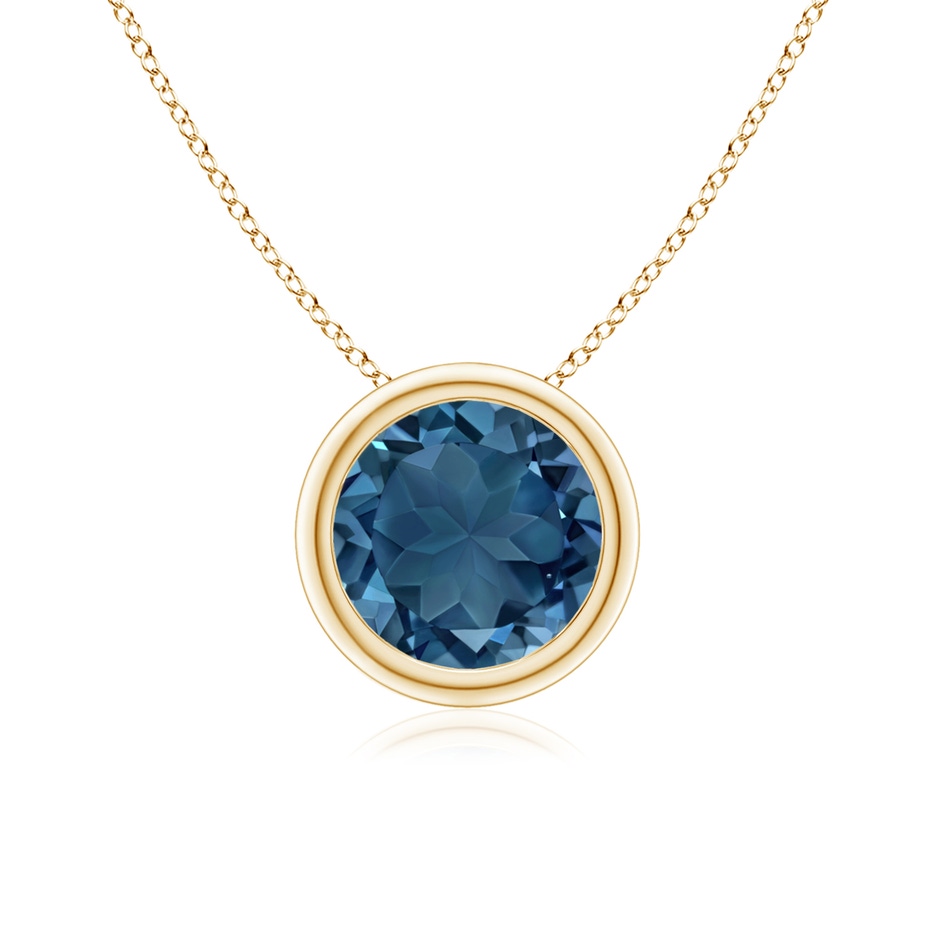 7mm AA Bezel-Set Round London Blue Topaz Solitaire Pendant in Yellow Gold 