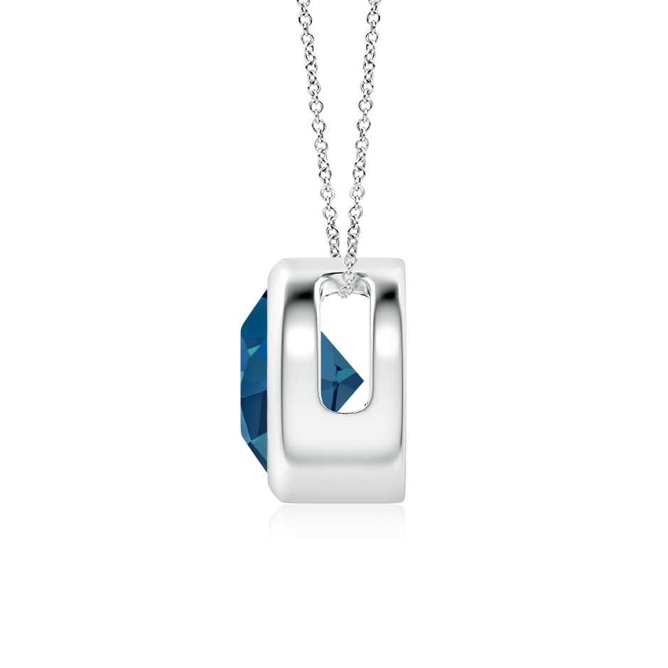 7mm AAA Bezel-Set Round London Blue Topaz Solitaire Pendant in P950 Platinum side 199