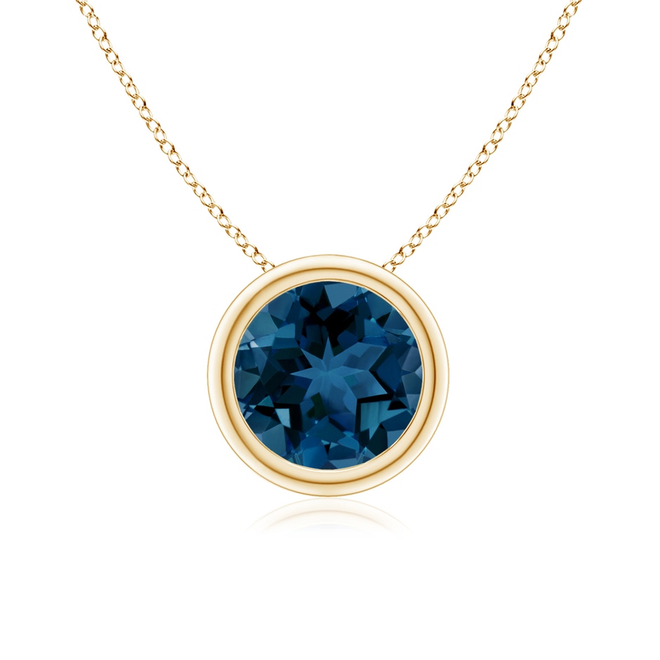 7mm AAA Bezel-Set Round London Blue Topaz Solitaire Pendant in Yellow Gold 