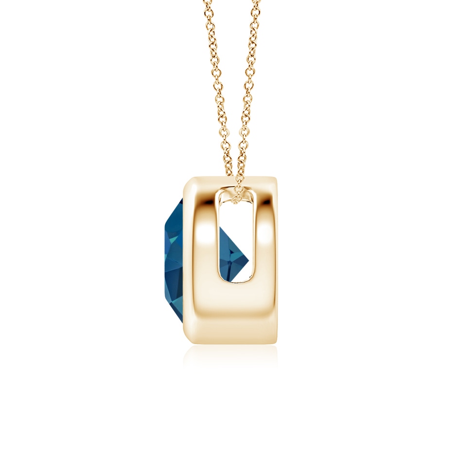 7mm AAA Bezel-Set Round London Blue Topaz Solitaire Pendant in Yellow Gold side 199