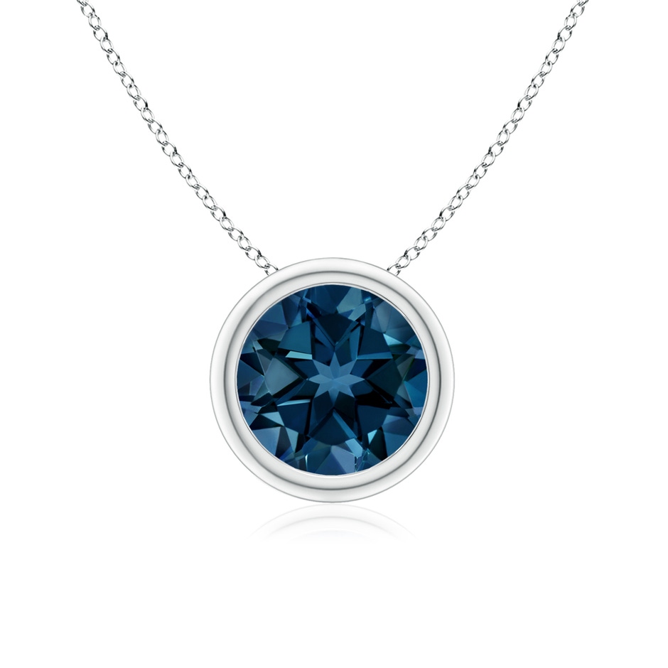 7mm AAAA Bezel-Set Round London Blue Topaz Solitaire Pendant in P950 Platinum 
