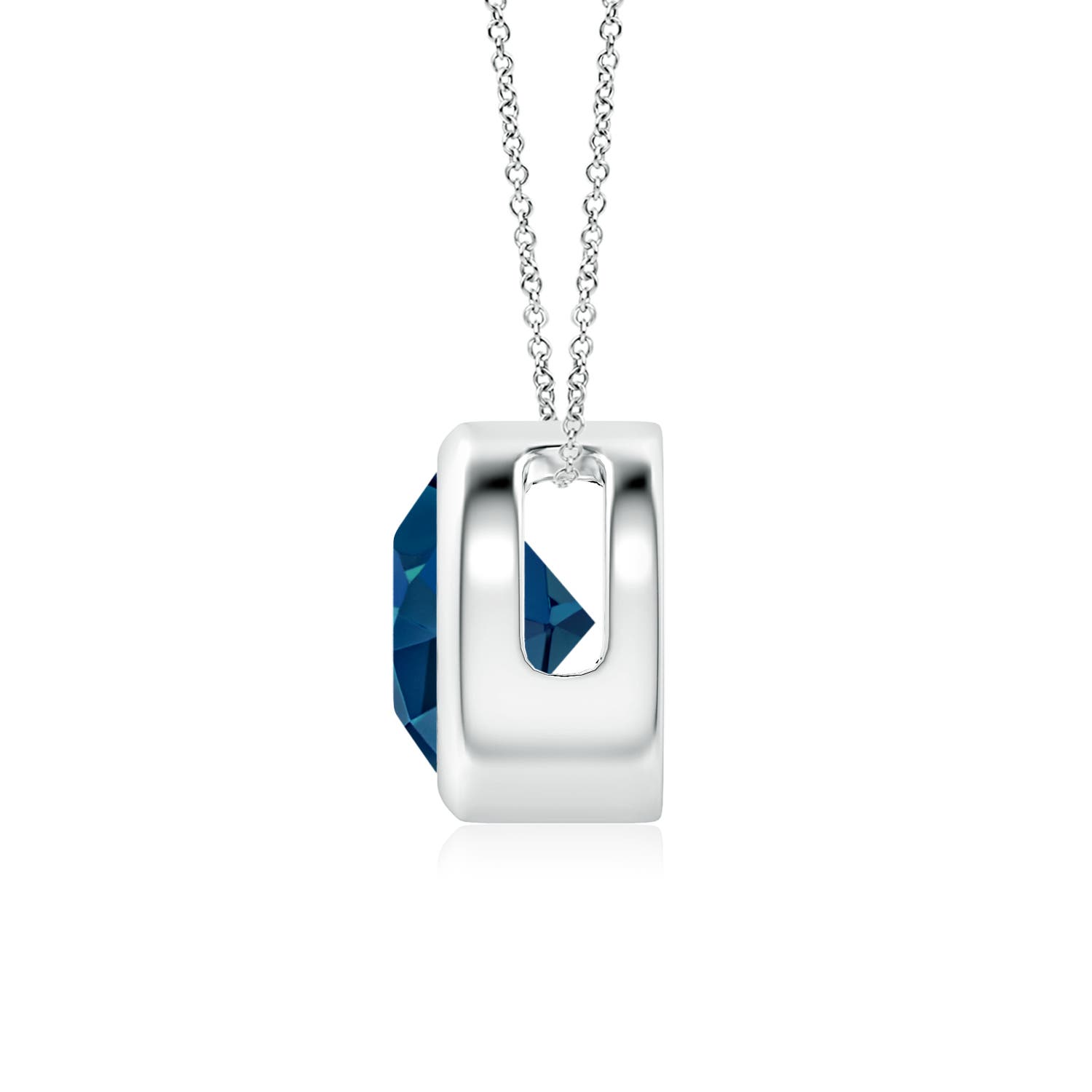 7mm AAAA Bezel-Set Round London Blue Topaz Solitaire Pendant in P950 Platinum