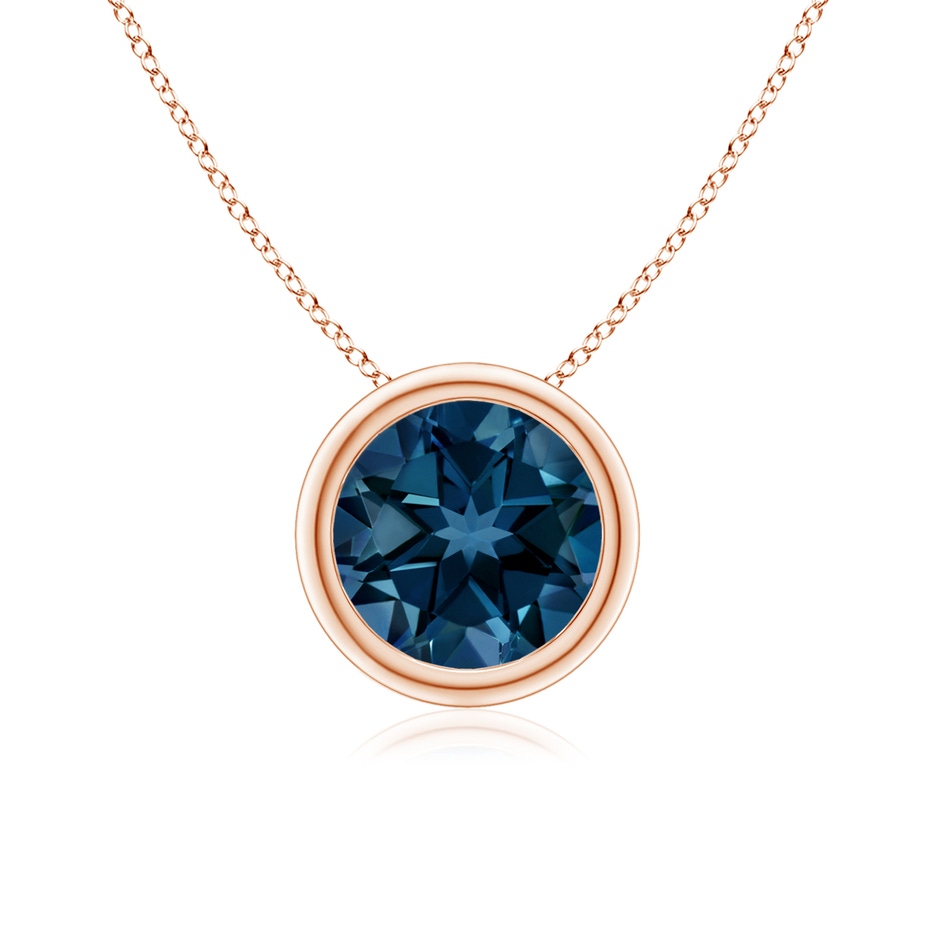 7mm AAAA Bezel-Set Round London Blue Topaz Solitaire Pendant in Rose Gold 