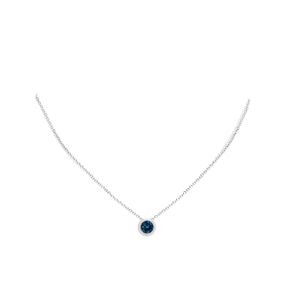 7mm AAAA Bezel-Set Round London Blue Topaz Solitaire Pendant in White Gold pen