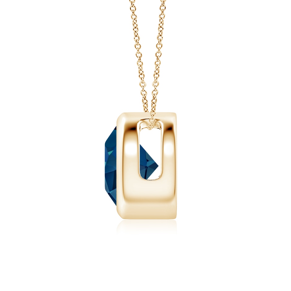 7mm AAAA Bezel-Set Round London Blue Topaz Solitaire Pendant in Yellow Gold side 199