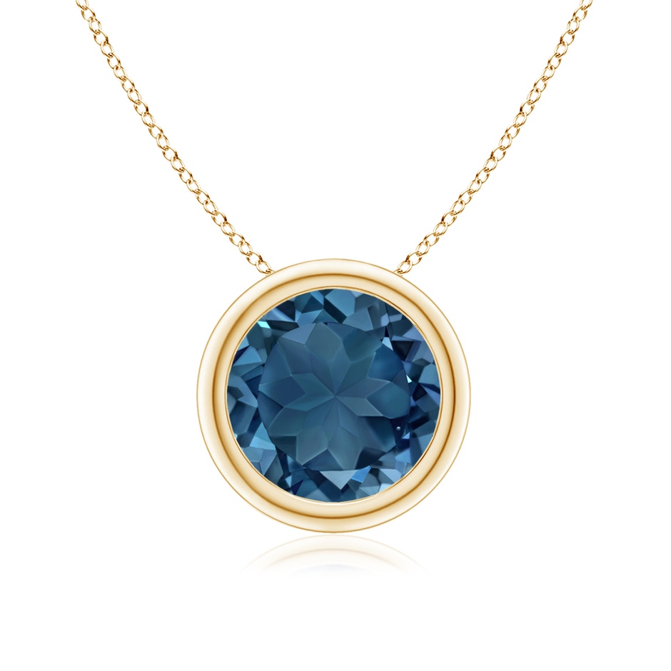 8mm AA Bezel-Set Round London Blue Topaz Solitaire Pendant in Yellow Gold 