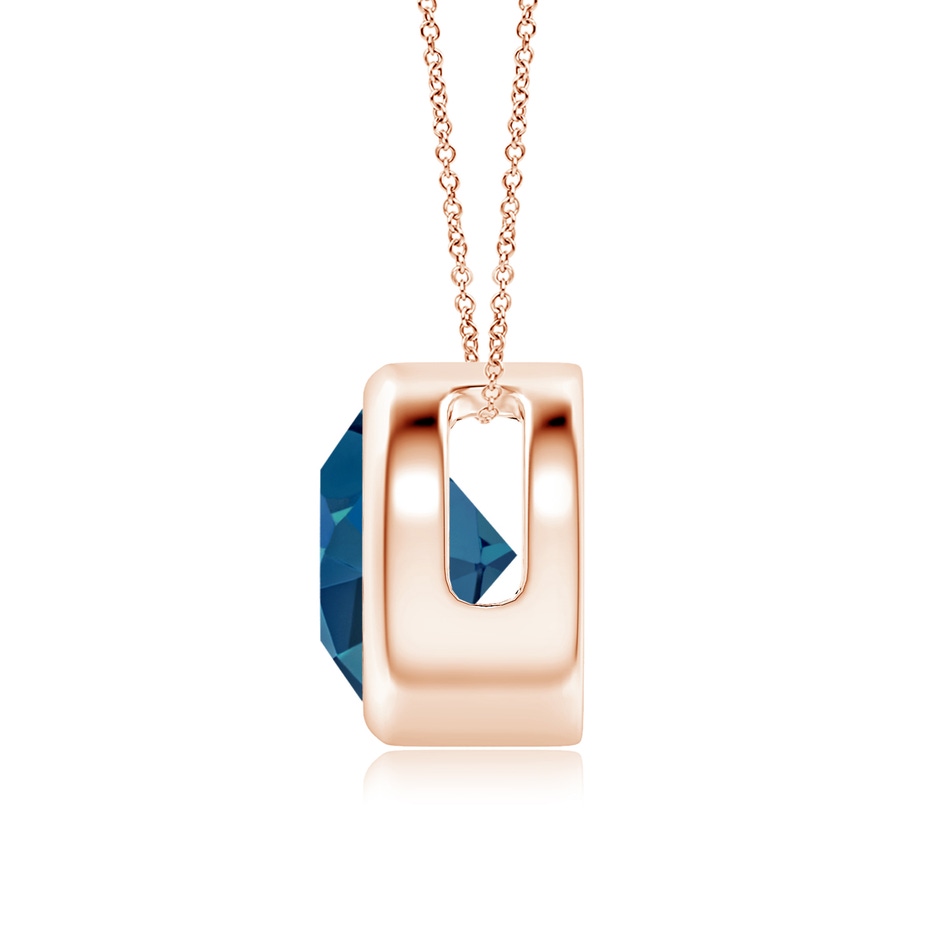 8mm AAA Bezel-Set Round London Blue Topaz Solitaire Pendant in Rose Gold side 199