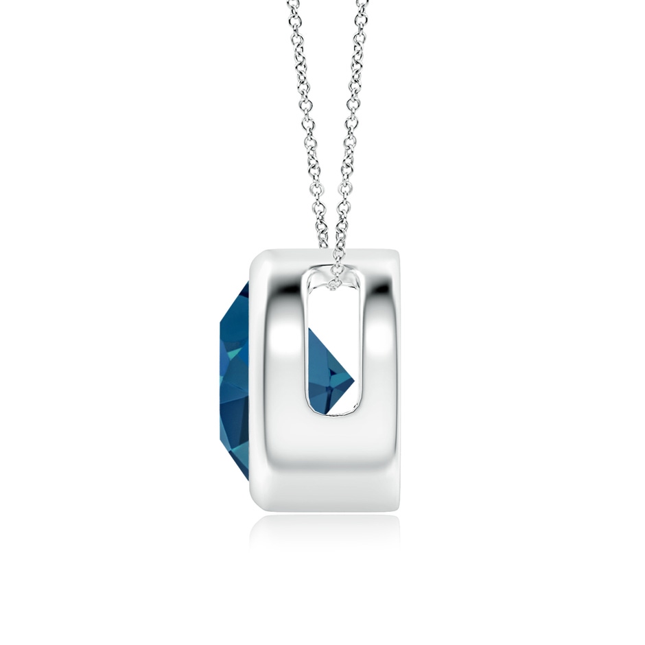 8mm AAA Bezel-Set Round London Blue Topaz Solitaire Pendant in White Gold side 199