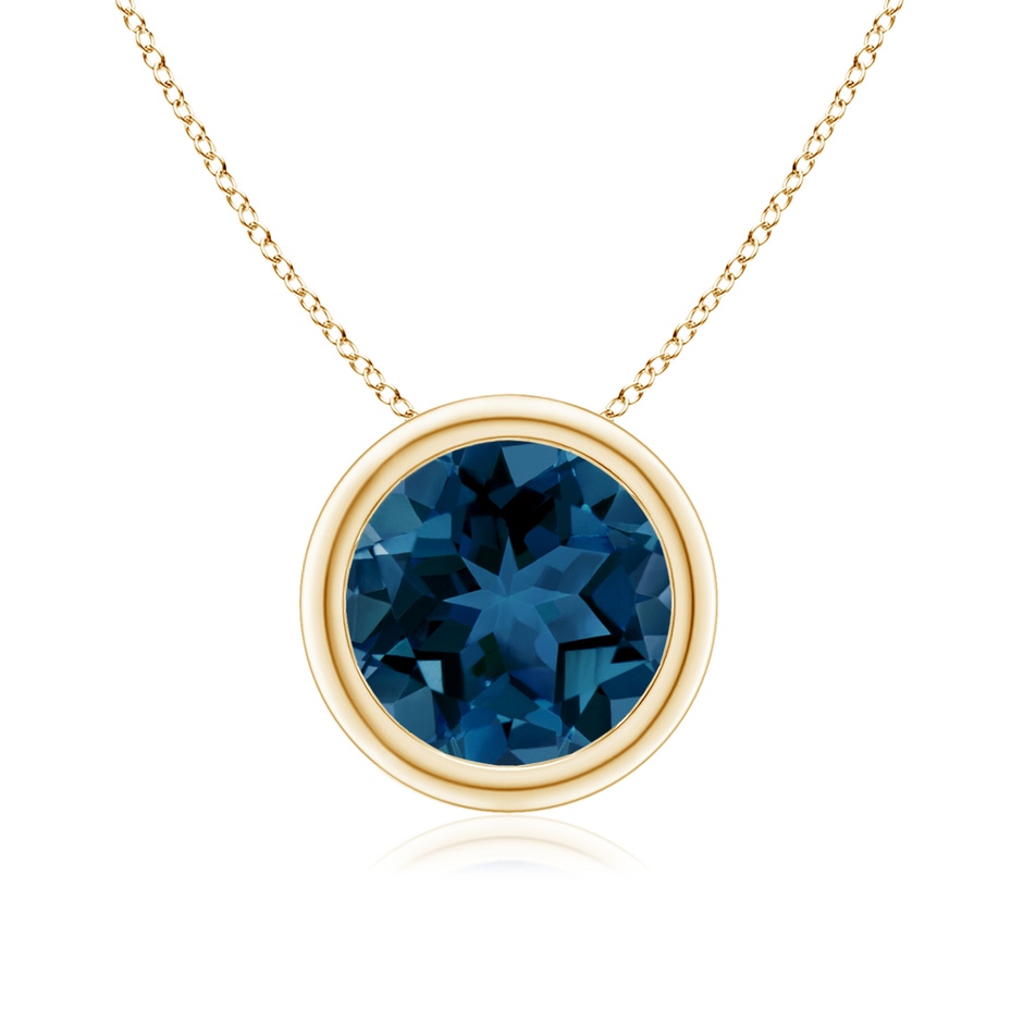 8mm AAA Bezel-Set Round London Blue Topaz Solitaire Pendant in Yellow Gold 